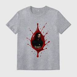 Футболка хлопковая мужская Bones в красной капле, цвет: меланж