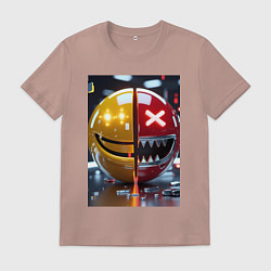 Футболка хлопковая мужская Смайлик твоего переменного настроения, цвет: пыльно-розовый