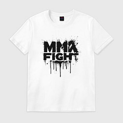 Футболка хлопковая мужская MMA боец черной краской, цвет: белый