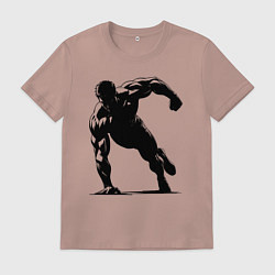 Футболка хлопковая мужская Отжимание на одной руке, цвет: пыльно-розовый