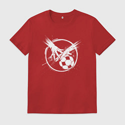 Футболка хлопковая мужская Рука и мяч для гандбола, цвет: красный