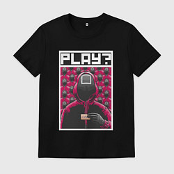 Футболка хлопковая мужская Давай сыграем в кальмара, цвет: черный