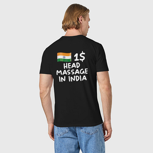 Мужская футболка Флаг Индии: head massage in india / Черный – фото 4