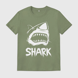 Футболка хлопковая мужская Агрессивная пасть акулы, цвет: авокадо