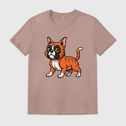 Футболка хлопковая мужская Кот с мордой пса, цвет: пыльно-розовый