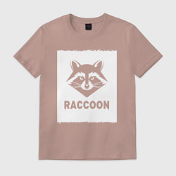 Футболка хлопковая мужская Енот белый штрих, цвет: пыльно-розовый