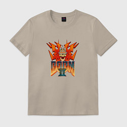 Футболка хлопковая мужская Doom2 logo, цвет: миндальный