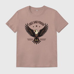 Футболка хлопковая мужская Свободный и гордый орёл, цвет: пыльно-розовый