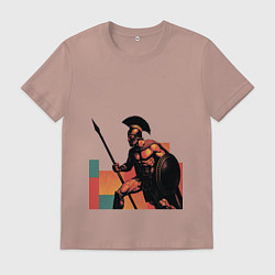 Футболка хлопковая мужская Спартанец поп-арт, цвет: пыльно-розовый