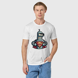 Футболка хлопковая мужская Super Bender meme, цвет: белый — фото 2