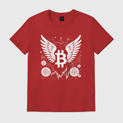 Футболка хлопковая мужская Биткоин с крыльями, цвет: красный