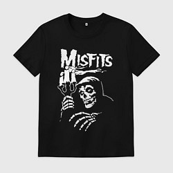 Футболка хлопковая мужская Misfits скелет, цвет: черный