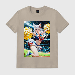 Футболка хлопковая мужская Жаркая поддержка от лисицы, цвет: миндальный