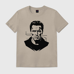 Футболка хлопковая мужская Арнольд Шварценеггер в стиле стрит-арт, цвет: миндальный