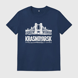 Футболка хлопковая мужская Красноярск с мостом, цвет: тёмно-синий