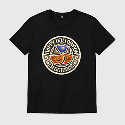 Футболка хлопковая мужская Happy halloween - 31 october, цвет: черный