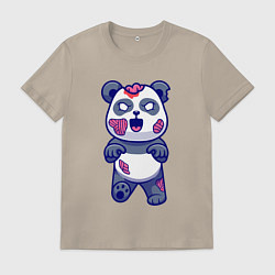 Футболка хлопковая мужская Зомби панда, цвет: миндальный