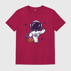 Футболка хлопковая мужская Космонавт с конфетками, цвет: маджента