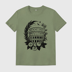 Футболка хлопковая мужская Колизей в цвету: аромат Италии, цвет: авокадо