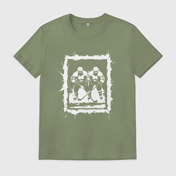 Футболка хлопковая мужская Дуэль на льду, цвет: авокадо