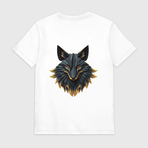 Мужская футболка Чёрный лис с золотым отливом: взгляд сквозь грани / Белый – фото 2
