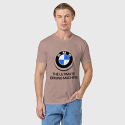 Футболка хлопковая мужская BMW Driving Machine, цвет: пыльно-розовый — фото 2