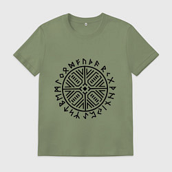 Футболка хлопковая мужская Рунический круг, цвет: авокадо