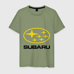 Футболка хлопковая мужская Subaru Logo, цвет: авокадо
