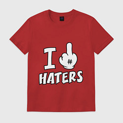 Футболка хлопковая мужская I f@ck haters, цвет: красный