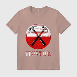 Футболка хлопковая мужская Pink Floyd: Trust us, цвет: пыльно-розовый