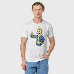 Футболка хлопковая мужская Fallout vault boy, цвет: белый — фото 2