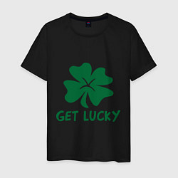 Футболка хлопковая мужская Get lucky, цвет: черный