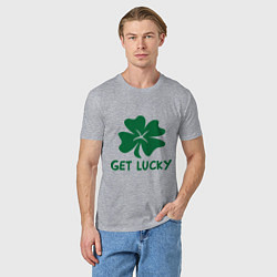 Футболка хлопковая мужская Get lucky, цвет: меланж — фото 2