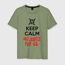Футболка хлопковая мужская Keep Calm & Justice For All, цвет: авокадо