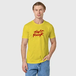 Футболка хлопковая мужская Daft punk, цвет: желтый — фото 2