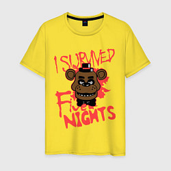 Футболка хлопковая мужская I Survived Five Night, цвет: желтый