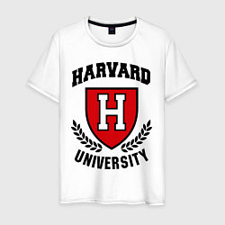 Футболка хлопковая мужская Harvard University, цвет: белый