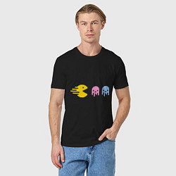 Футболка хлопковая мужская Pac-Man: Fast Eat, цвет: черный — фото 2