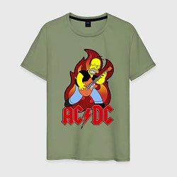 Футболка хлопковая мужская AC/DC Homer, цвет: авокадо