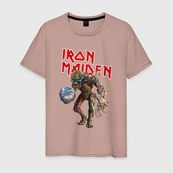 Футболка хлопковая мужская Iron Maiden: Zombie, цвет: пыльно-розовый