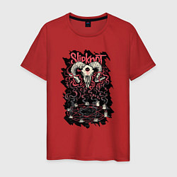 Футболка хлопковая мужская Slipknot Pentagram, цвет: красный