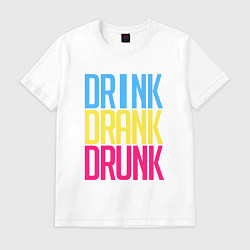 Футболка хлопковая мужская Drink Drank Drunk, цвет: белый