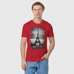 Футболка хлопковая мужская Эйфелева башня, цвет: красный — фото 2