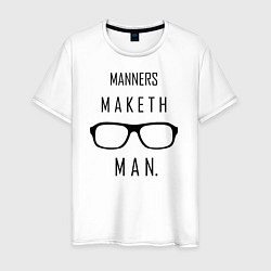 Футболка хлопковая мужская Kingsman: Manners maketh man, цвет: белый