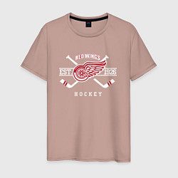 Футболка хлопковая мужская Detroit Red Wings: Est.1926, цвет: пыльно-розовый