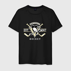 Футболка хлопковая мужская Pittsburgh Penguins: Est.1967, цвет: черный