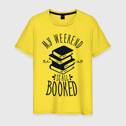 Футболка хлопковая мужская MY WEEKEND IS ALL BOOKED, цвет: желтый