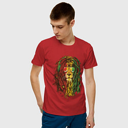 Футболка хлопковая мужская Rasta Lion, цвет: красный — фото 2