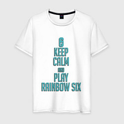 Футболка хлопковая мужская Keep Calm & Play Rainbow Six, цвет: белый