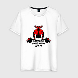 Футболка хлопковая мужская Power Strength Gym, цвет: белый